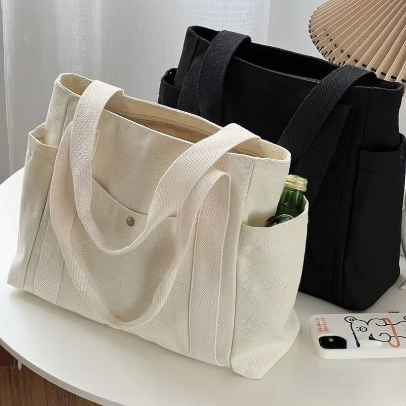 Large Capacity Canvas Tote Bags for Work Commuting Carrying Bag College Style Student Outfit Book Shoulder Bag